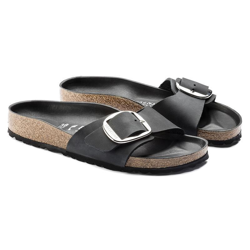 Birkenstock Big Přezkou Oiled Læder Madrid Dame Sort | DK 414GSO